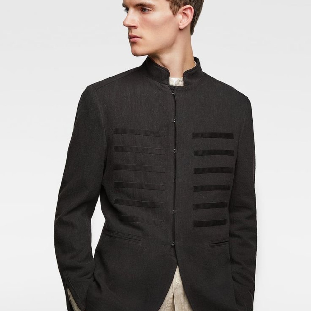 Zara Charcoal Tailored Jacket Linen/Cotton NWOT